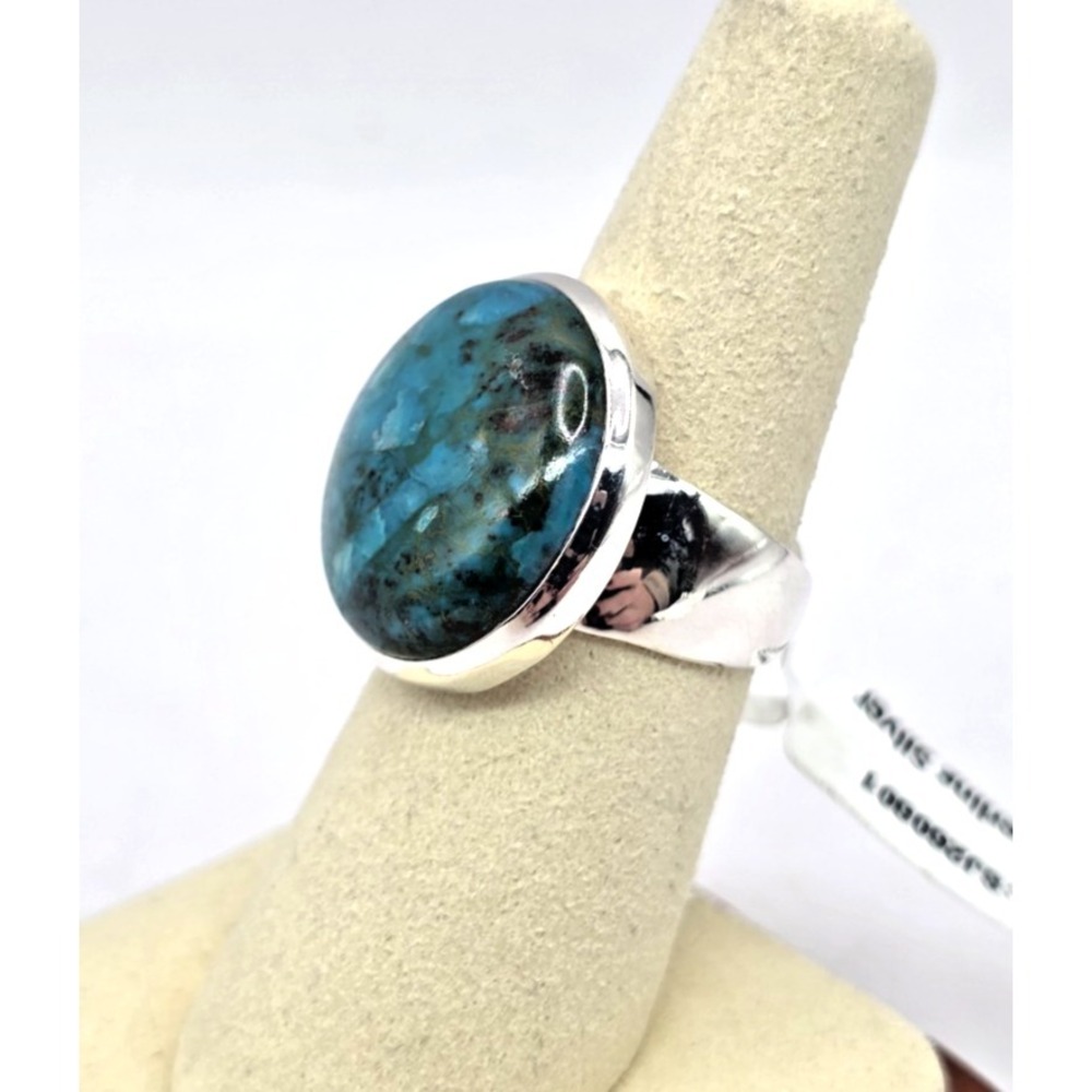 Round Chrysocolla Ring Size 7* Unisex Sterling Silver 925 Southwestern Genuine